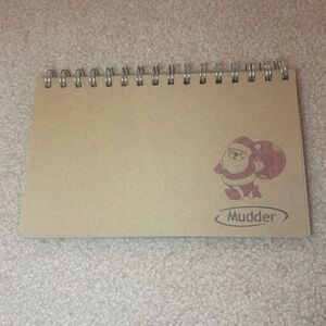 Mudd Brown Spiral Notebook with Santa Design